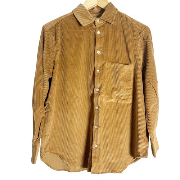 AYR The Deep End Brown Corduroy Relaxed Fit Button Up Shirt Size XS - Picture 2 of 8